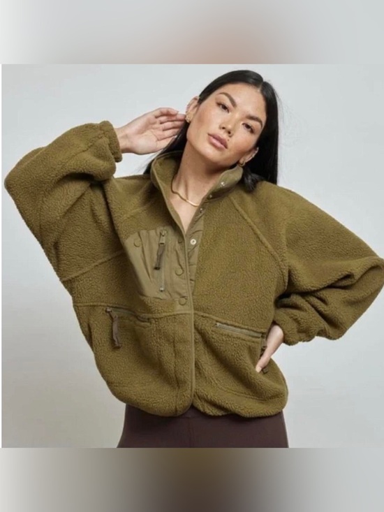 FP Movement by Free People Jackets & Blazers - FP Movement Hit The Slopes Fleece Jacket Olive Green Small
